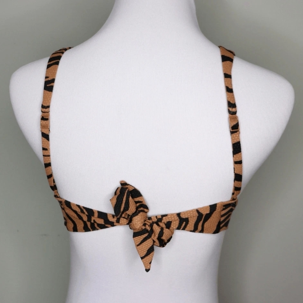 Aerie Zebra Tan  Tie Back Bikini Swimwear Top - Picture 2 of 2
